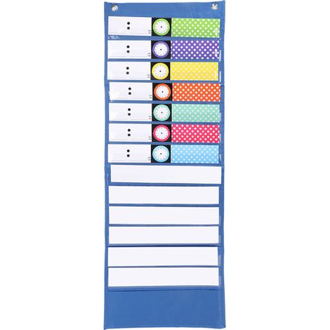 Pochette murale planning quotidien, organiseur d'emploi du temps scolaire pour classe et maison, avec 13 fiches et 2 crochets. (1/5)