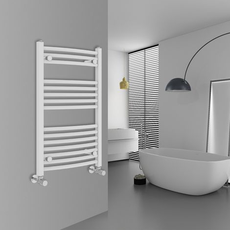 WarmeHaus Curved White Bathroom Ladder Radiator 800x500mm (1/5)
