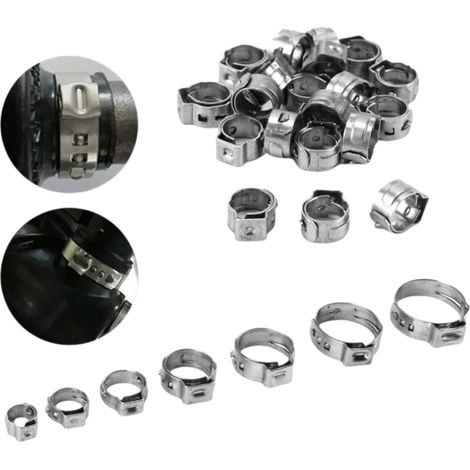 Ensemble de 130 pinces à collier de serrage à une oreille, assortiment en acier inoxydable pour tuyaux automobiles (1/5)