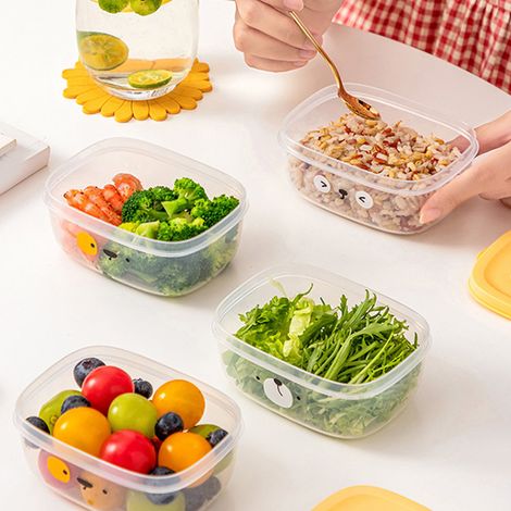 Boîtes de conservation des aliments avec couvercles, préservant la fraîcheur, compatibles avec le micro-ondes, couleur beige. (1/5)