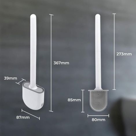 Brosse Wc - Tete Flexible En Silicone - Manche Long Antiderapant - Support Mural Inclus - 1 Piece (1/4)