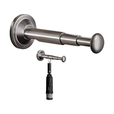 Séchoir à linge télescopique 2 pièces, barre de suspension télescopique pour penderie, support de rangement réglable, gris bronze (1/5)