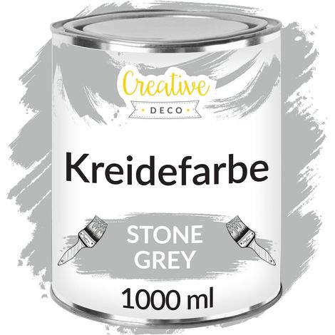 Creative Deco Kreidefarbe Grau 1L Matt und Abwaschbar für Holzmöbel