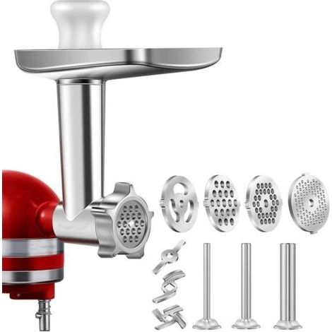1Ensemble D'Accessoires de Hachoir en MéTal pour Batteurs sur Socle KitchenAid, Accessoire de Hachoir à Viande Inclus (1/4)