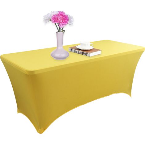 Housse De Table Extensible - Tissu Spandex Élastique Pour Table Rectangulaire 183 x 75 x 75 cm - Idéal Mariage Banquet Événement - 1 Pièce (1/5)