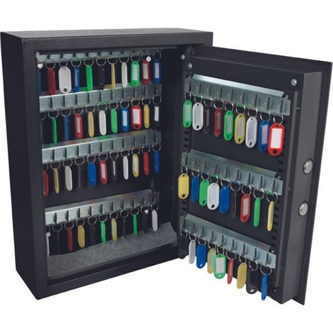 Perel – Armoire à clés à combinaison 71 crochets – Rangement sécurisé avec 71 porte-clés – Montage mural facile – Dimensions 45x36x12 cm