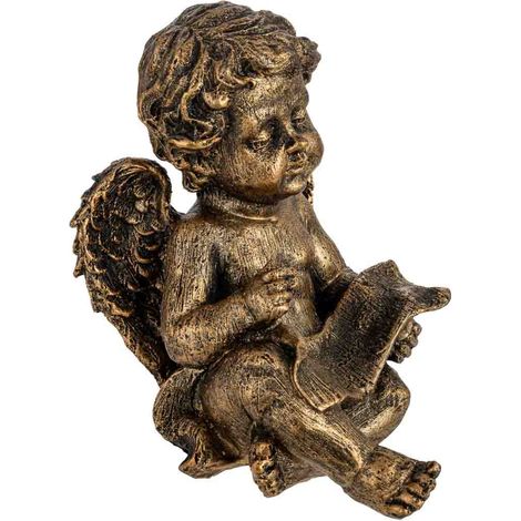 Figura de decoración angel de metal dorado 16.5x13.5x19.5h cm