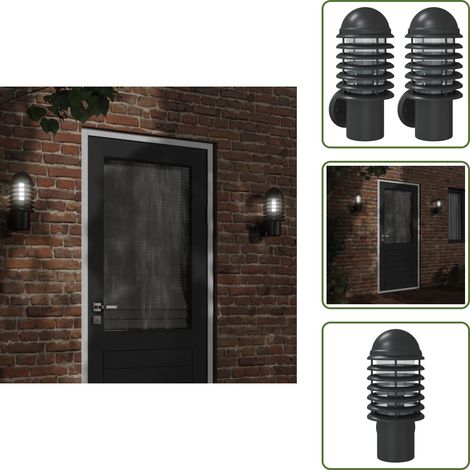 The Living Store Appliques murales d'extérieur 2 pcs noir acier inoxydable - Applique Murale Exterieure - Éclairage Extérieur - Luminaire Mural - Lampadaire Extérieur - Lumière Extérieure (1/5)