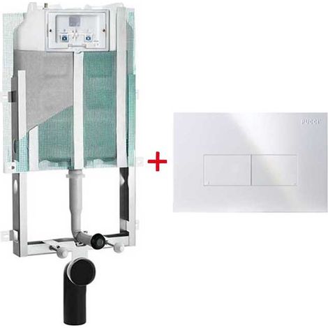 Pucci ECO Cassetta Scarico Incasso WC Sospeso e Placca Eco Linea Bianco 1322490201+80130560