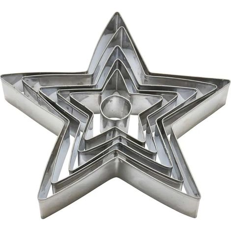 Kit 6 emporte-pièces étoiles Noël 3D inox 2-16cm H2,5cm (1/5)