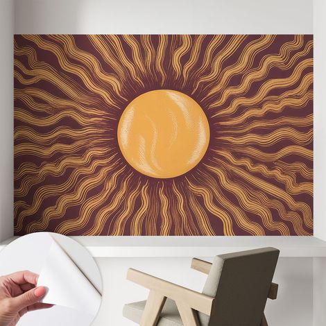 Selbstklebend Tapete modern Wohnzimmer - Wanddekoration - einfach anzubringen Sonnenstrahlen 104x70 cm