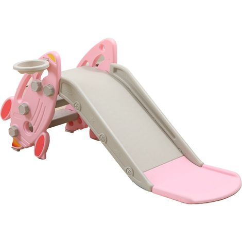 Toboggan pliable pour tout-petits en plastique rose, multifonction sécurisé, rangement facile, toboggan pliant pour enfants intérieur extérieur (1/5)