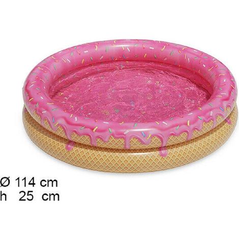 TRADE SHOP - Piscina Rotonda Gonfiabile Fuoriterra Gelato Bambini Giardino Con 2 Anelli 114cm -