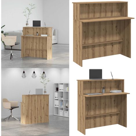 Bureau réception chêne artisanal 100x50x103,5cm bois ingénierie - Comptoir de réception - Bureau artisanal (1/5)