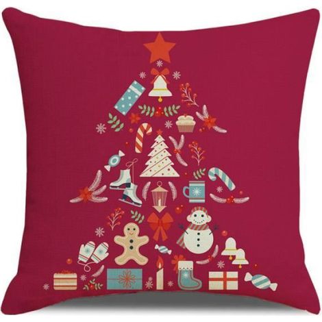 1 Taie d'oreiller,Coton et Lin,45x45 cm,Rose,Décoration Noël,Salon Chambre (1/4)