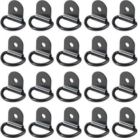 20 Stück Zurrringe, Zurrringe Edelstahl Zurrring, Ring Anhängermontage, runder Zurrring zum Zusammenklappen mit Ladungssicherung im PKW (36 x 25 mm, schwarz)