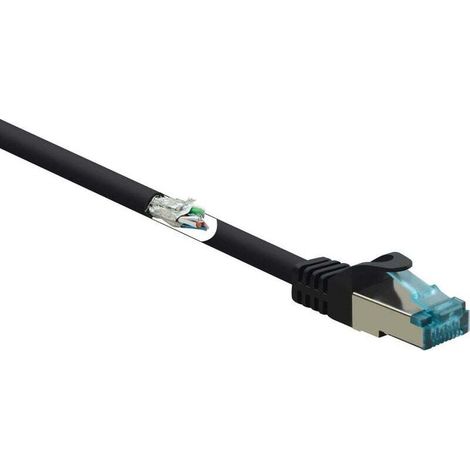 Câble réseau RJ45 CAT 6a S/FTP ignifuge noir 0,25 m – 1 pièce – Référence S524192 (1/4)