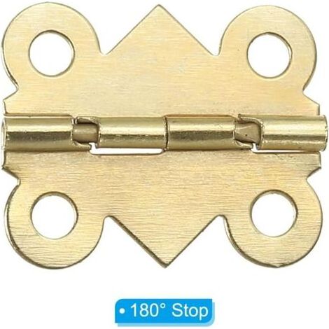 Mini-Scharniere für Schmuckkästchen, 24 mm, 8 Stück, 180°-Mini-Schmetterlingsscharniere mit 32 Schrauben für Schränke, Holzkisten, Schubladen, Bastelarbeiten, Gold (1/4)