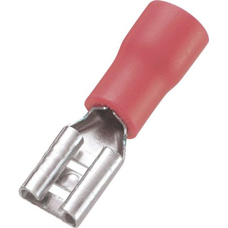 TRU COMPONENTS 745122 Presa piatta Larghezza spina: 4.8 mm Spessore spina: 0.5 mm 180 ° Parzialmente isolato Rosso 100 (1/2)