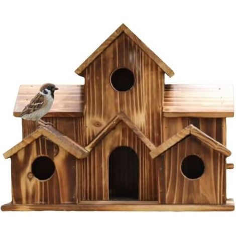 Grande maison à oiseaux rustique en bois pour une utilisation en extérieur - Nichoir pour oiseaux avec nichoir pour le jardin - À utiliser dans le jardin, le balcon, la pelouse et