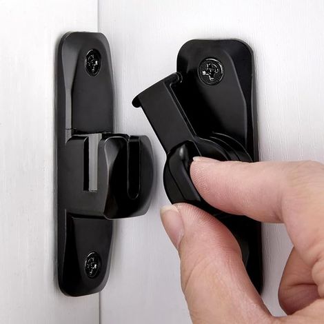 90/180 Degrés Loquet de Porte Rabattable, Verrou Porte Loquet Porte Coulissante Fermeture Porte Coulissante Serrure Porte Coulissante Serrures de Portes Verrou de porte coulissante noir