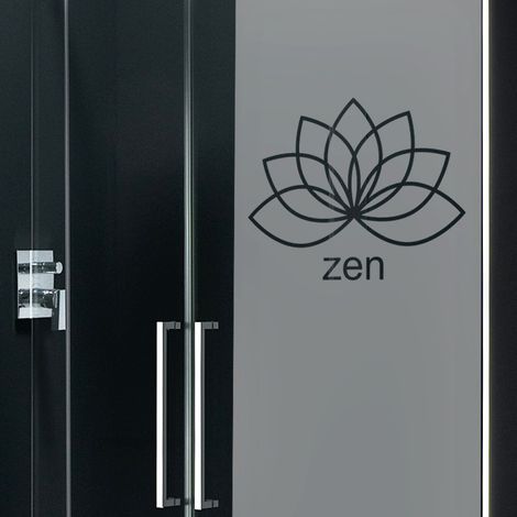 Film Fenêtre Anti Regard Occultant - ZEN FLEUR DE LOTUS - Stickers Autocollant Brise-Vue pour Vitre & Porte de Douche - 185x55cm