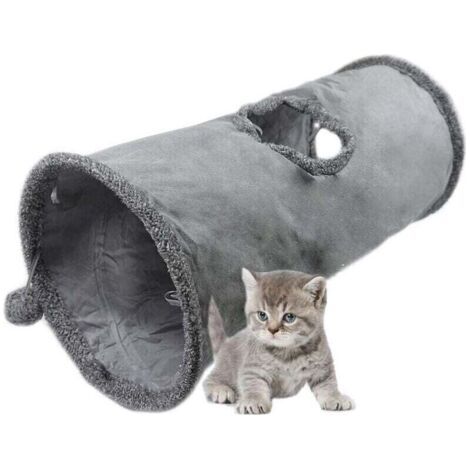 QORVA-Tunnel Pliable Pour Chat, Tunnel De Jeu En Daim Durable Avec Balle Et Trou, Pour Chats, Lapins, Chatons, Chiots Et Petits Animaux De Compagnie (1/3)