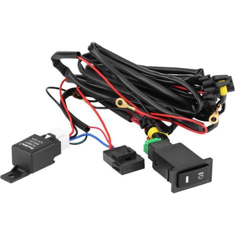 Kit universel de relais de fusible de faisceau de câblage d'interrupteur marche/arrêt de phare antibrouillard LED de voiture universel 12V (1/4)