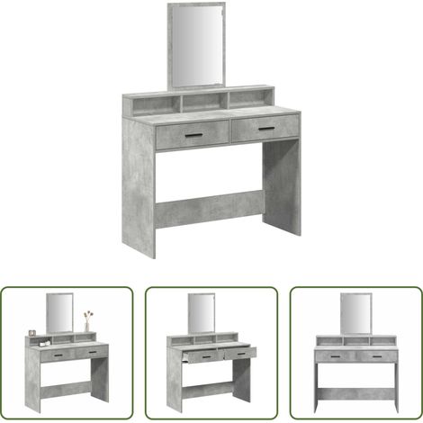Betonfarbe - Schminktisch Beton Grau 100 x 41 x 140 cm Holzwerkstoff (1/5)