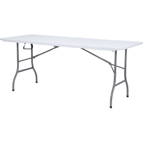 Axi Elba Table De Brasserie Pliable En Blanc, Plastique Hdpe  Pique-Nique  Pour Le Jardin, Le Balcon Ou Le Camping  : 180 X 74 X 75 Cm