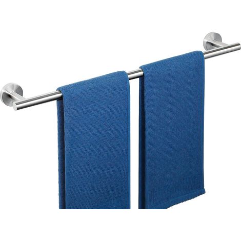 60CM Porte Serviette Mural Salle de Bain en SUS304 Acier Inoxydable, Robuste Support Barre Sèche Serviette avec Tube Épaissi pour Cuisine, Installation par Perçage, Brossé (1/5)