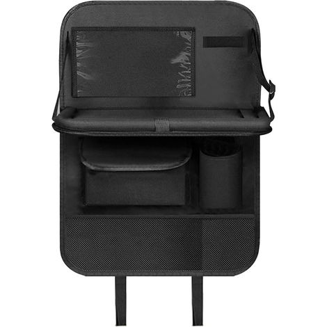 Kinder-Auto-Organizer, Schoner, Sitz-Organizer mit Ablage, Aufbewahrung von Auto-Innenzubehör mit transparenten Regaltaschen, Schwarz