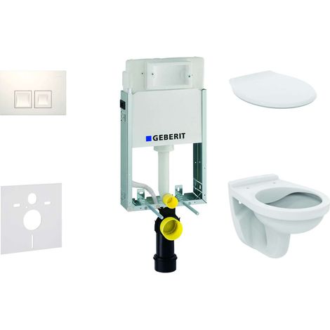 Geberit Combifix - Modulo di installazione a parete, WC Alpha con sedile, placca di comando Delta35, bianco alpino 110.100.00.1 NR4