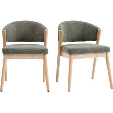 ALBA-Chaise bois naturel et tissu Trendy Sauge (x2) (1/5)