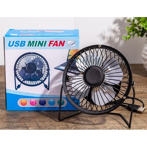 Mini ventilatore USB BDD, ventilatore da scrivania in metallo, piccolo, potente, silenzioso, nero, ideale per casa, ufficio e campeggio. (1/4)