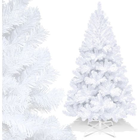 Randaco Árbol de Navidad artificial de 210 cm con 950 ramas de PVC, árbol con soporte, árbol de Navidad artificial blanco (1/5)
