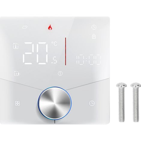 Jeffergarden Thermostat intelligent avec commande vocale via application, programmation 5+1+1 jours, 6 périodes, programmable par Wi-Fi pour systèmes de chauffage électrique AC95-240V (1/5)