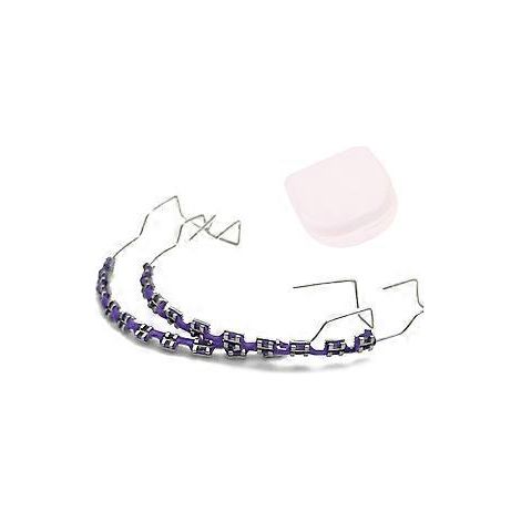1 Paar bunte, künstliche Zahnspangen, temporäre Metalldrähte, Brackets, kieferorthopädische Ligaturen, Ti (lila)