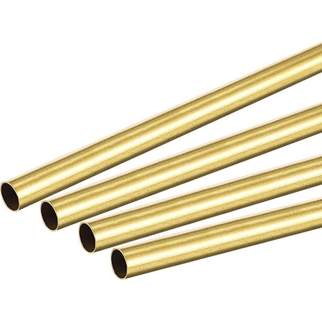 sourcing map Brass Tube Round 6mm External Diameter 0.2mm Wall Thickness 300mm Pipe Length 4 Pcs (1/5)