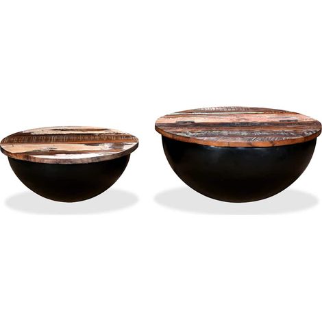 Maison Exclusive - 2-tlg. Couchtisch-Set Altholz Massiv Schwarz S
