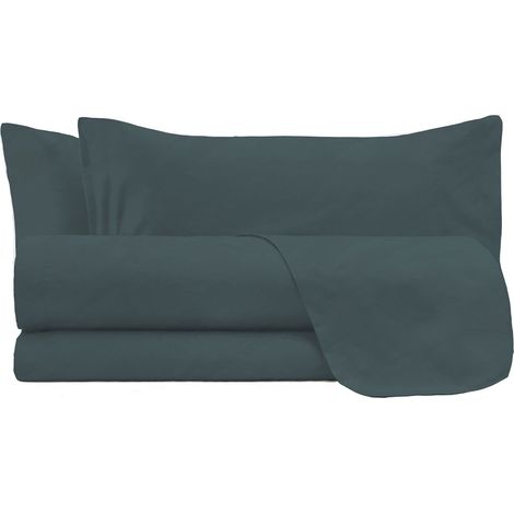 Set Lenzuola Matrimoniale Sopra Sotto e 2 Federe Linea Water Washed Salvia