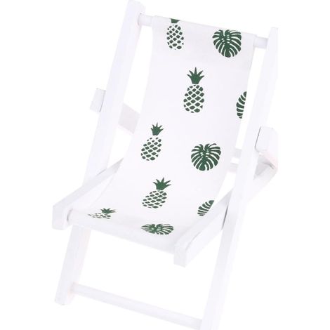 Support pour Téléphone Portable en Bois Forme Fauteuil de Plage Blanc, Pratique et Créatif Vacances, Accessoire Téléphone Portable Bureau ou Décoration (1/5)