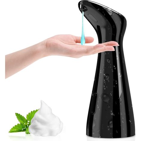 Distributeur de savon automatique noir brillant 200 ml - Électrique sans contact capteur infrarouge - IPX7 étanche - Pour lavabo salle de bain