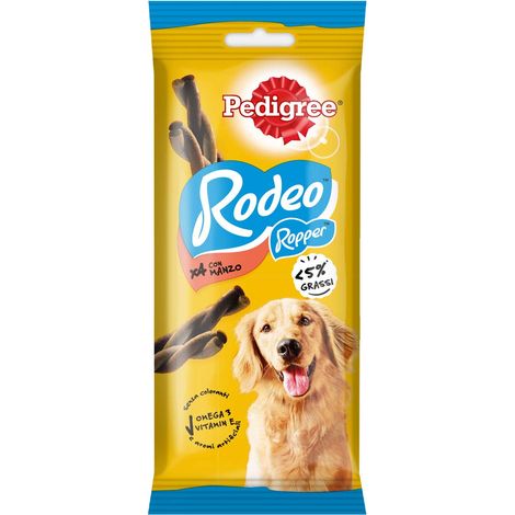 Pedigree Rodeo Ropper, Snack per Cani al gusto Manzo, 20 Confezioni x 4 stick da 70 g l’una, 80 stick in totale (1/5)