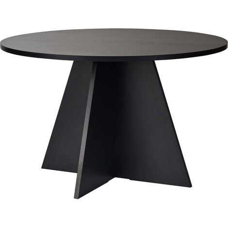 LEYVA - Table à manger ronde couleur bois noir D120 cm