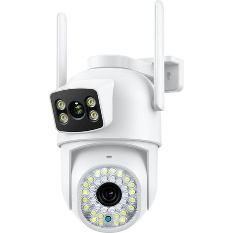 Camera de Surveillance Exterieur 2.5K, Camera Surveillance WiFi Exterieure Double Objectif 2.4Ghz, Détection Humaine, Vision Nocturne Couleur, Audio Bidirectionnel, Stockage SD et Cloud, IP66 (1/5)