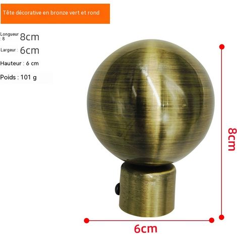 Embout décoratif de tringle à rideaux en fer forgé de style romain, rond, bronze antique, accessoire pour tringle à rideaux. (1/4)