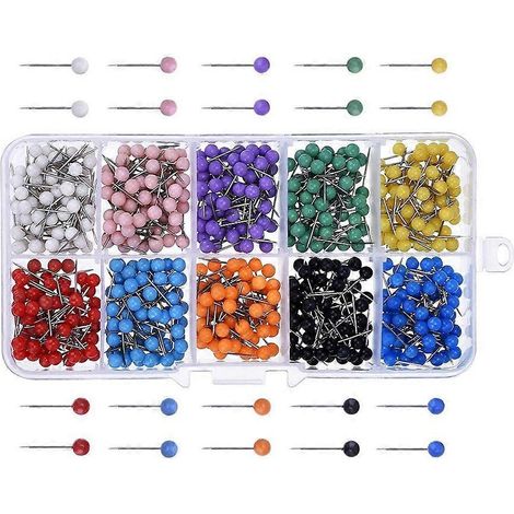 600 punaises à tête ronde multicolores pour cartes, calendriers, tableaux blancs et créations textiles (dix couleurs)