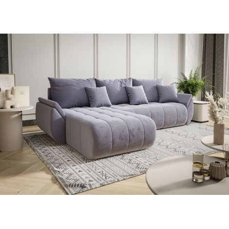 Ecksofa Schlafsofa AKITA Stoff Monolith Hellblau Ottomane Links (1/3)
