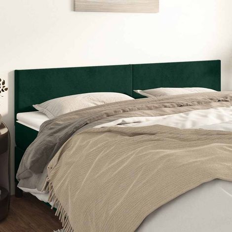Tête de lit 180 cm réglable en velours vert foncé, pieds en bois, 180 x 5 x 78/88 cm, 10.1kg - PANGIVO (1/5)